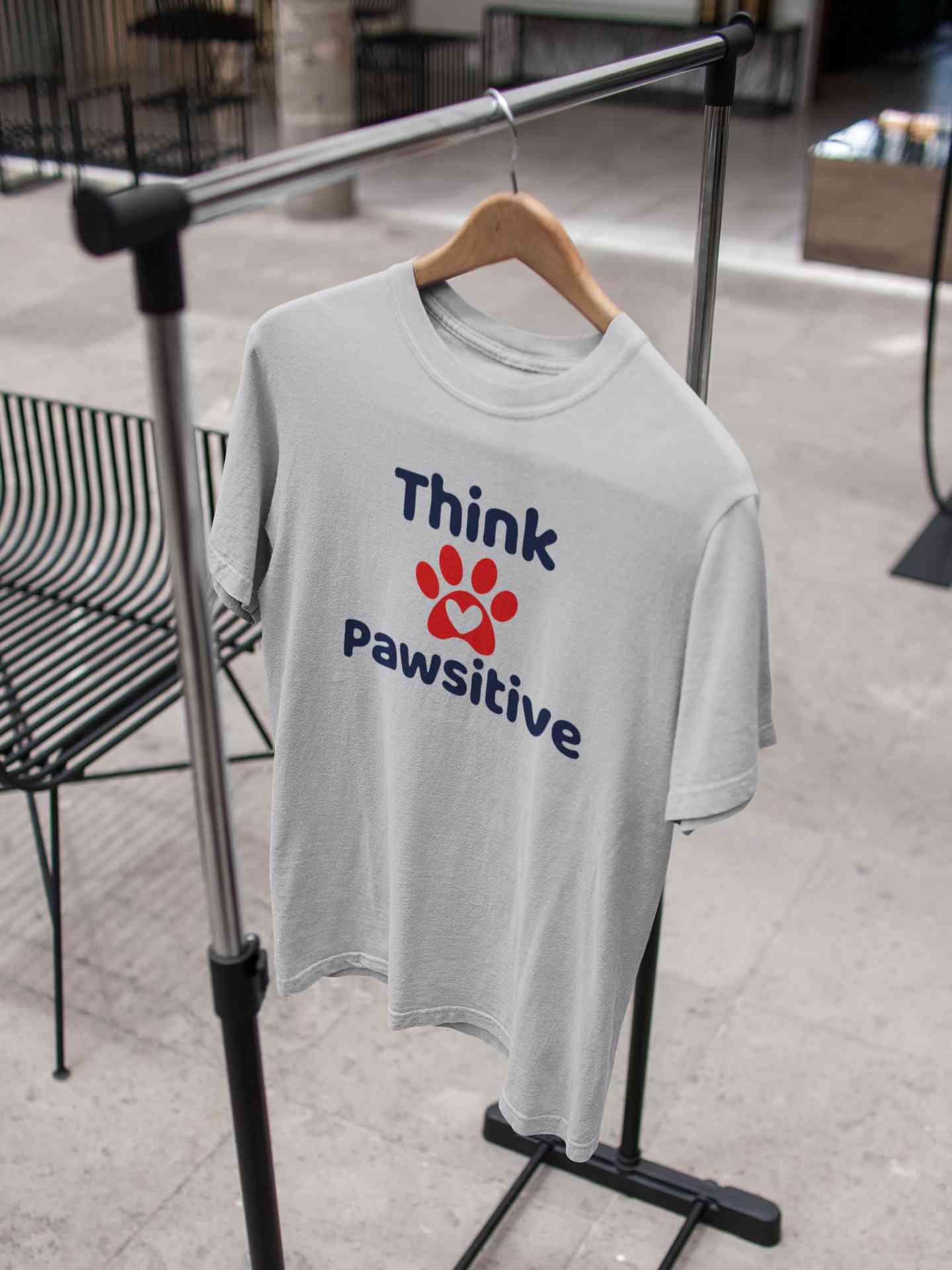 Think Pawsitive Mens Half Sleeves T-shirt- FunkyTeesClub