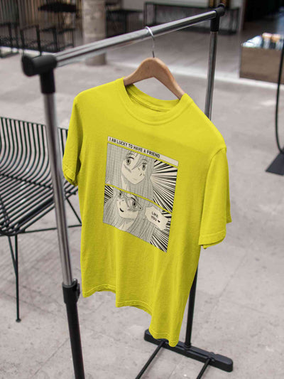 I Am Lucky To Have A Friend Manga Anime Theme Women Half Sleeves T-shirt- FunkyTeesClub