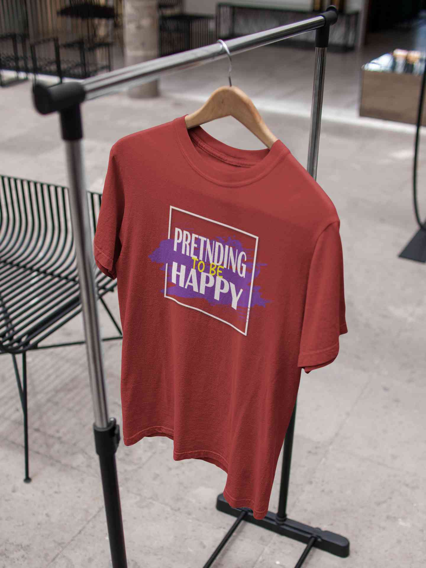Pretending To Be Happy Mens Half Sleeves T-shirt- FunkyTeesClub