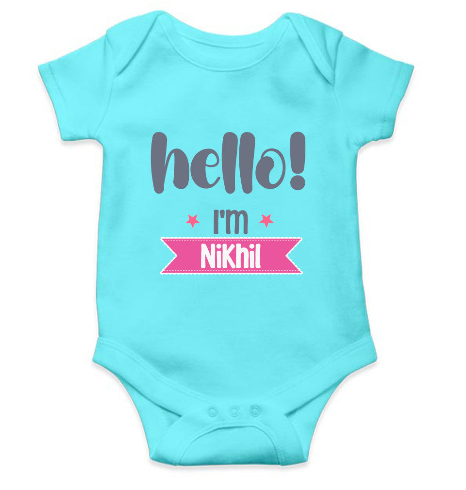 Custom Name Hello New Born Rompers for Baby Boy- FunkyTeesClub