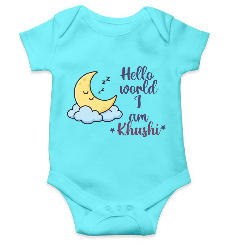Custom Name Hello World New Born Rompers for Baby Girl- FunkyTeesClub