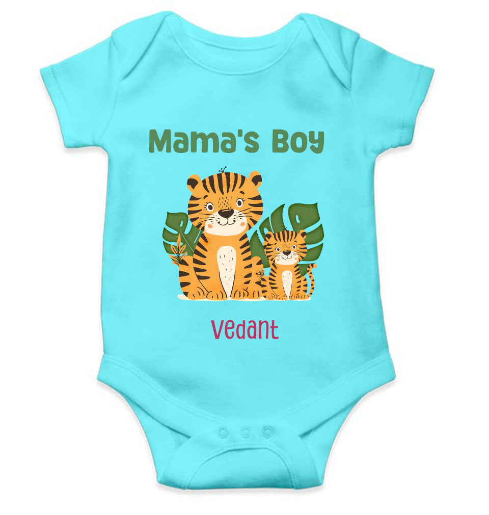 Custom Name Mamas Boy New Born Rompers for Baby Boy- FunkyTeesClub