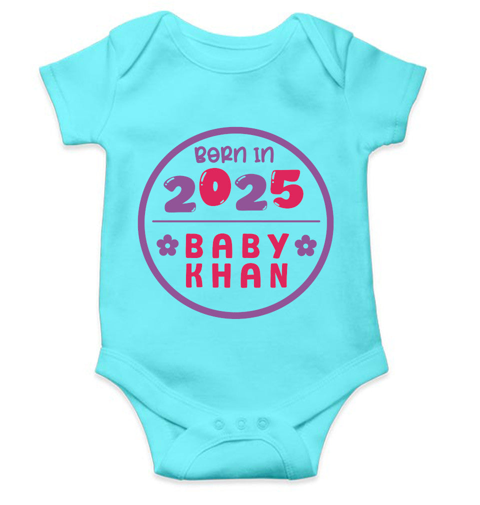 Custom Name Baby Surname And Year New Born Rompers for Baby Girl- FunkyTeesClub