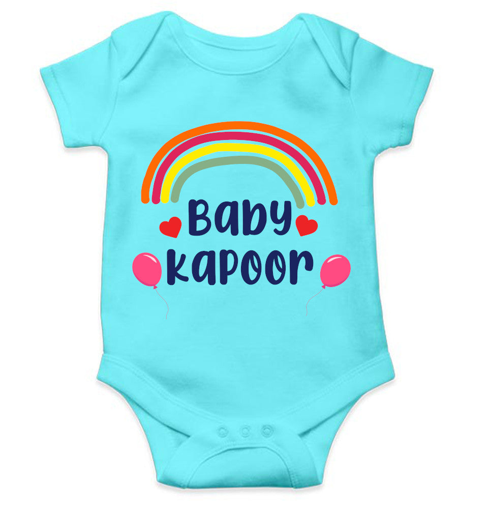 Custom Name Baby Surname Rainbow Design New Born Rompers for Baby Girl- FunkyTeesClub