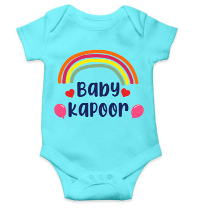 Custom Name Baby Surname Rainbow Design New Born Rompers for Baby Girl- FunkyTeesClub