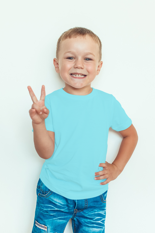 Boy Plain Sky Blue T-shirt-FunkyTeesClub