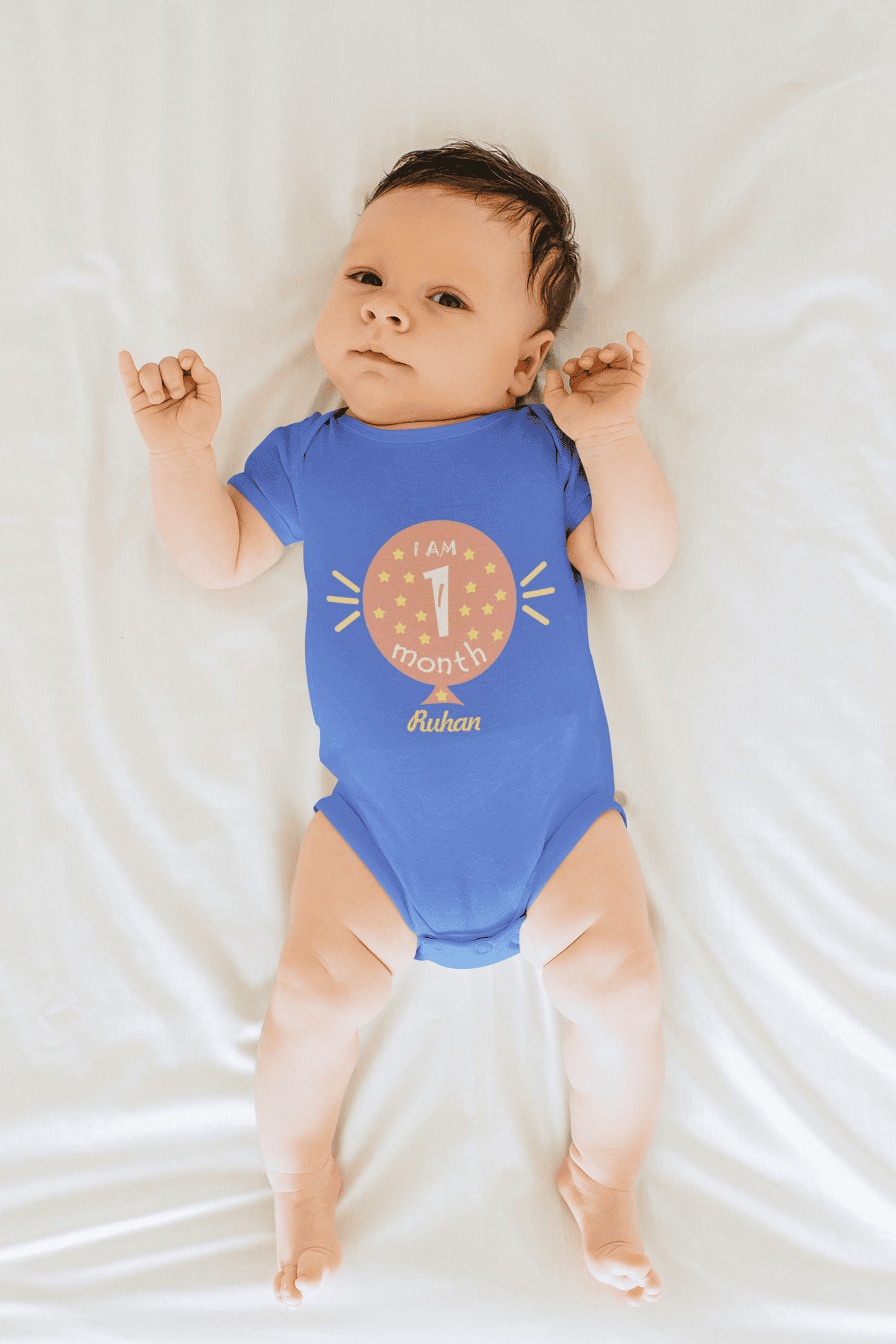 Custom Name I Am One Month Rompers for Baby Boy- FunkyTeesClub