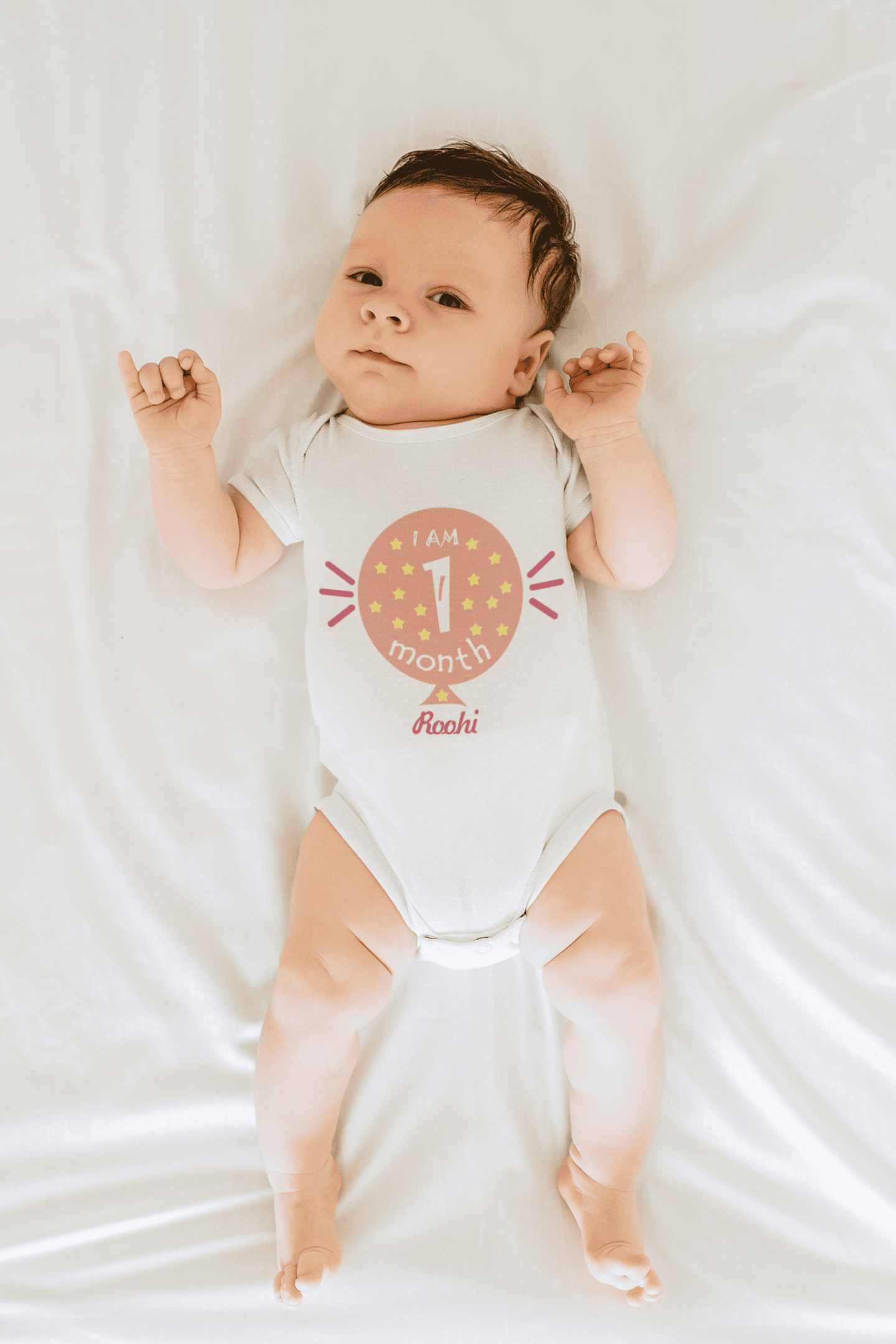 Custom Name I Am One Month Rompers for Baby Girl- FunkyTeesClub