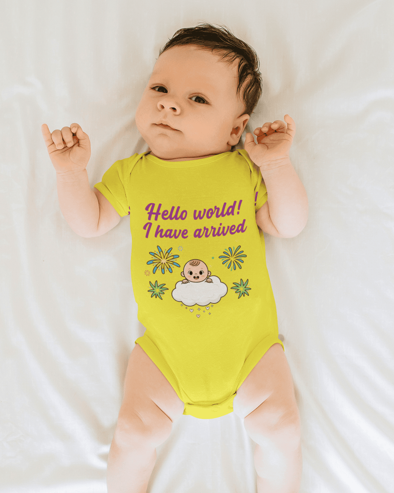 Hello World I Have Arrived New Born Rompers for Baby Boy- FunkyTeesClub