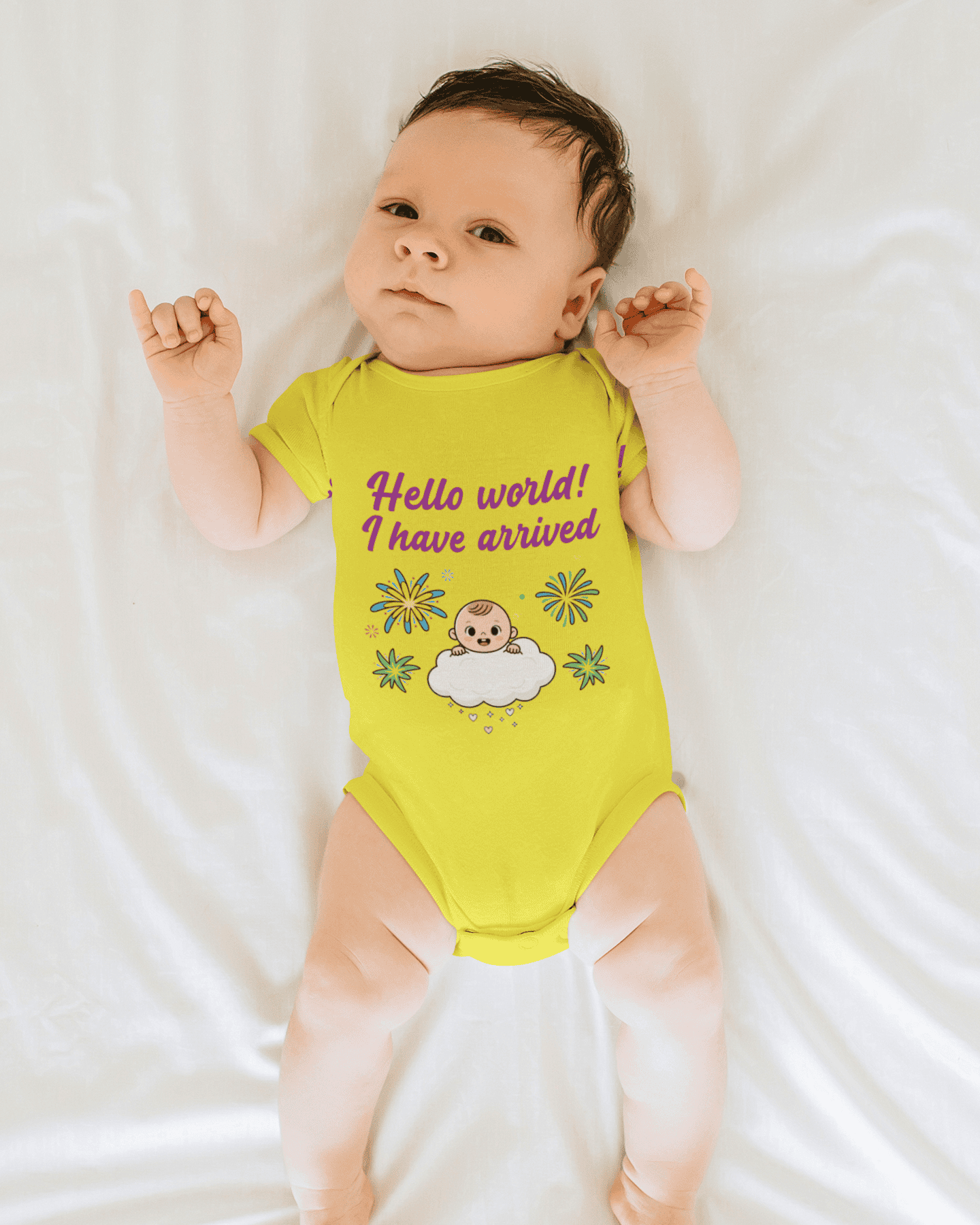 Hello World I Have Arrived New Born Rompers for Baby Girl- FunkyTeesClub