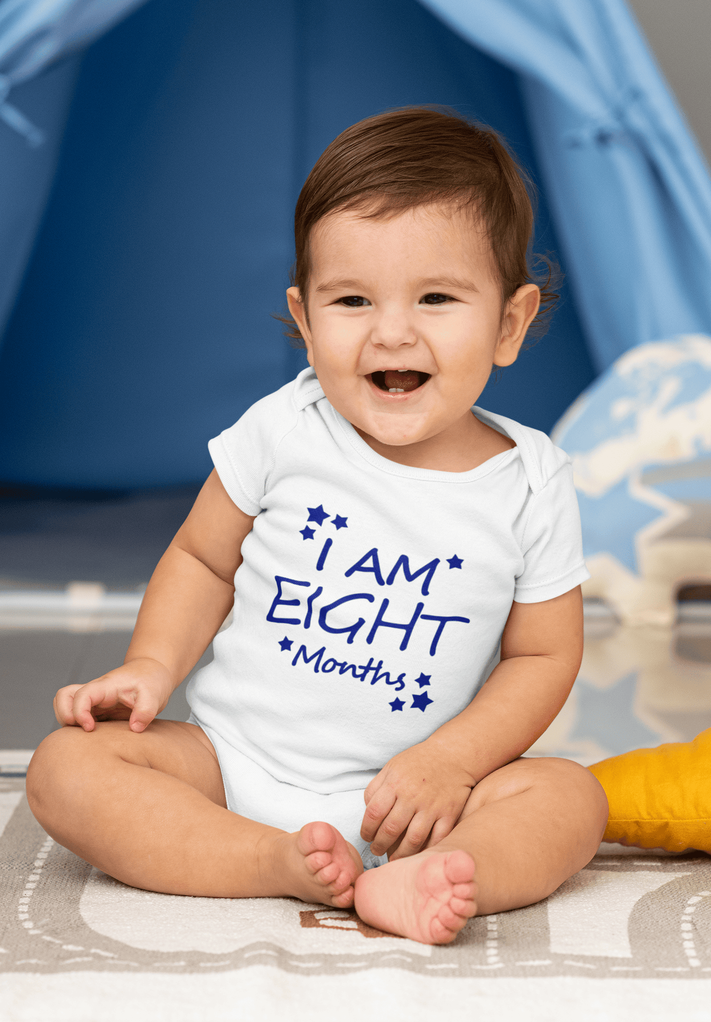 I Am Eight Months Rompers for Baby Boy- FunkyTeesClub