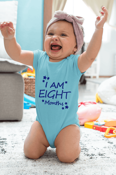 I Am Eight Months Rompers for Baby Girl- FunkyTeesClub