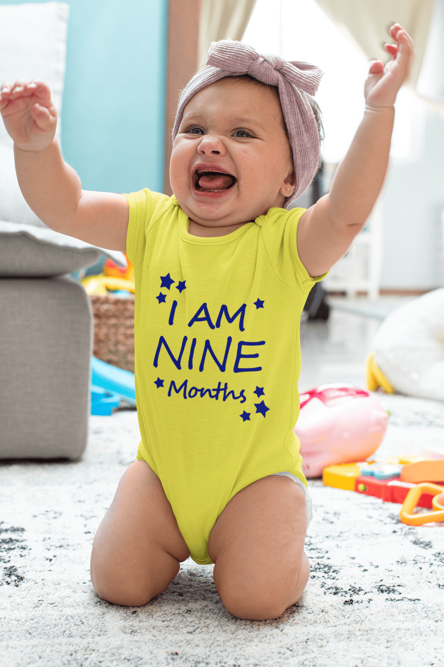 I Am Nine Months Rompers for Baby Girl- FunkyTeesClub