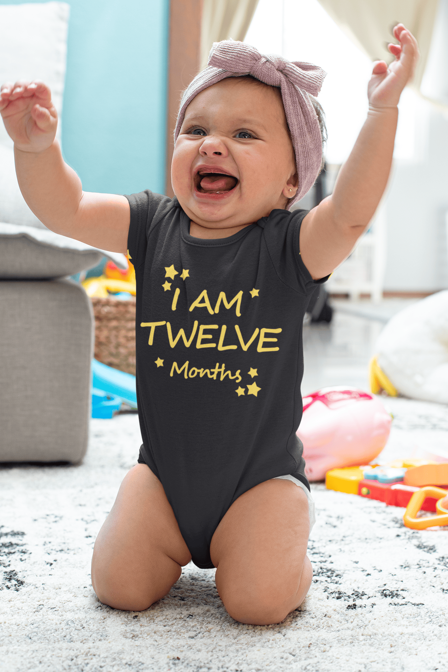 I Am Twelve Months Rompers for Baby Girl- FunkyTeesClub