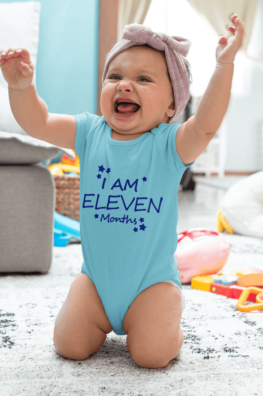 I Am Eleven Months Rompers for Baby Girl- FunkyTeesClub