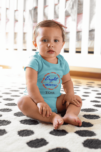 Custom Name Eight Months Rompers for Baby Girl- FunkyTeesClub