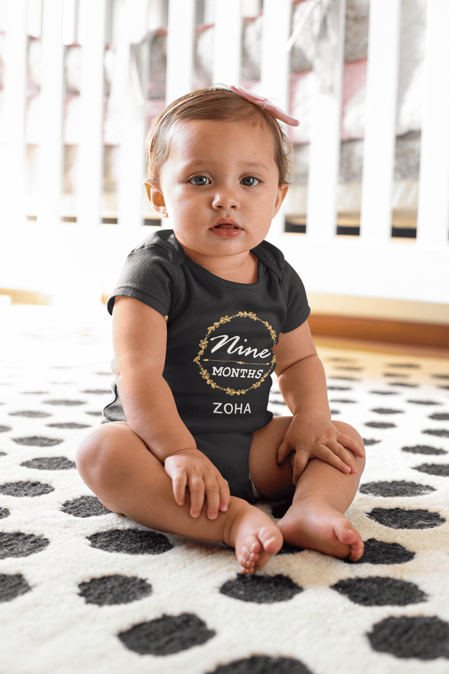 Custom Name Nine Months Rompers for Baby Girl- FunkyTeesClub