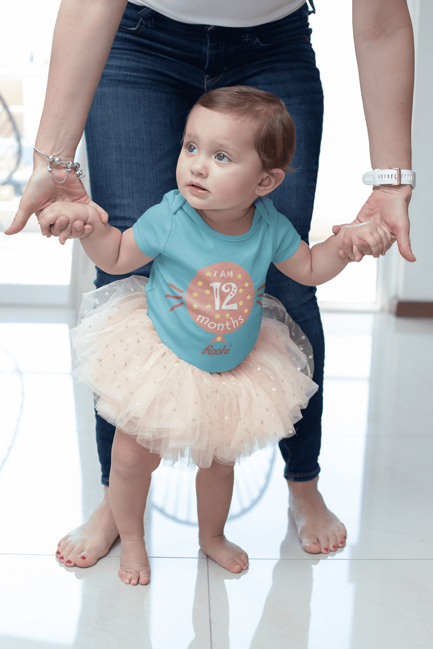 I Am Twelve Months Rompers for Baby Girl- FunkyTeesClub