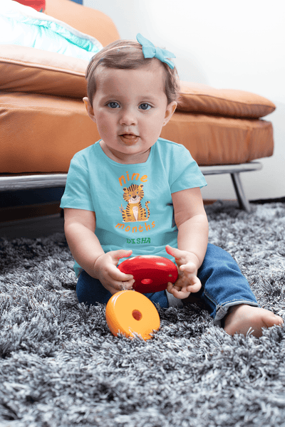 Custom Name Nine Month Birthday Half Sleeves T-Shirt For Girls -FunkyTeesClub