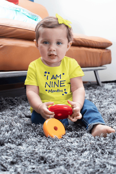 I Am Nine Months Half Sleeves T-Shirt For Girls -FunkyTeesClub
