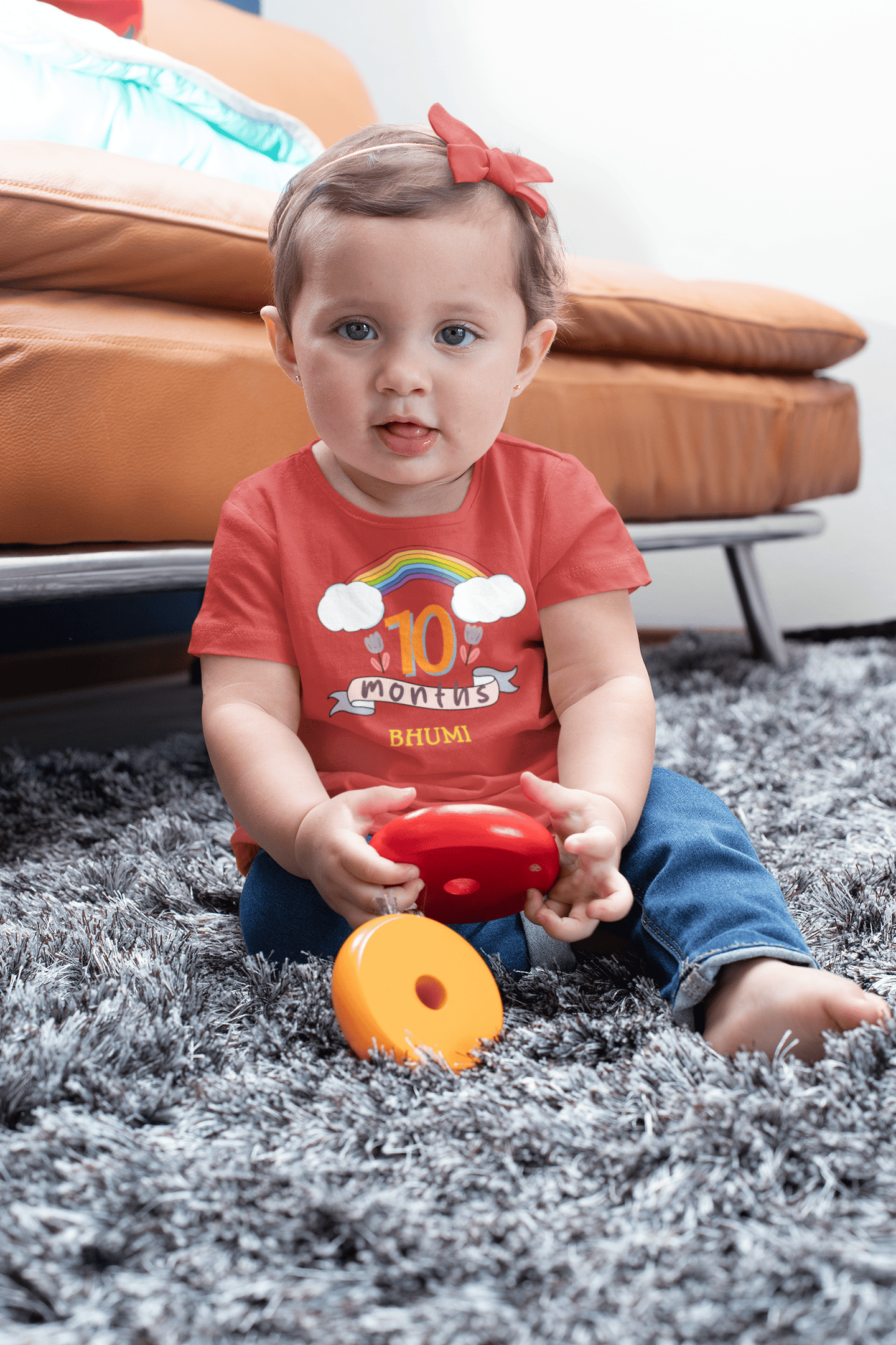 Custom Name Tenth Month Birthday Half Sleeves T-Shirt For Girls -FunkyTeesClub