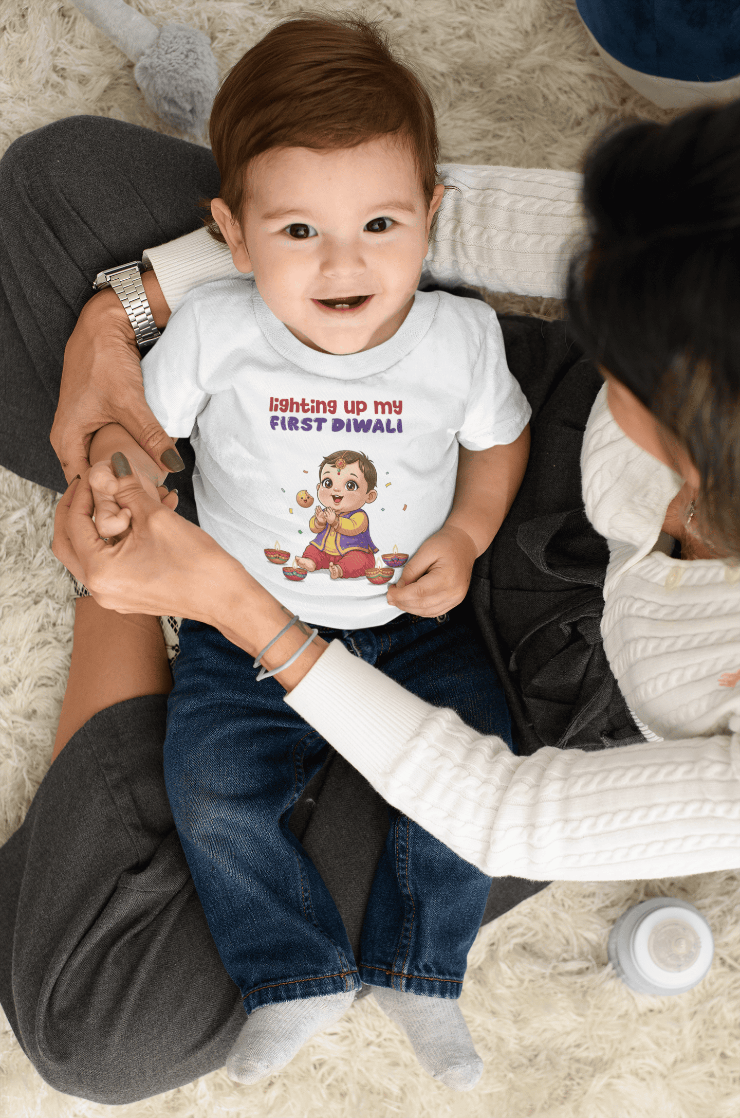 Lighting Up My First Diwali Half Sleeves T-Shirt for Boys -FunkyTeesClub
