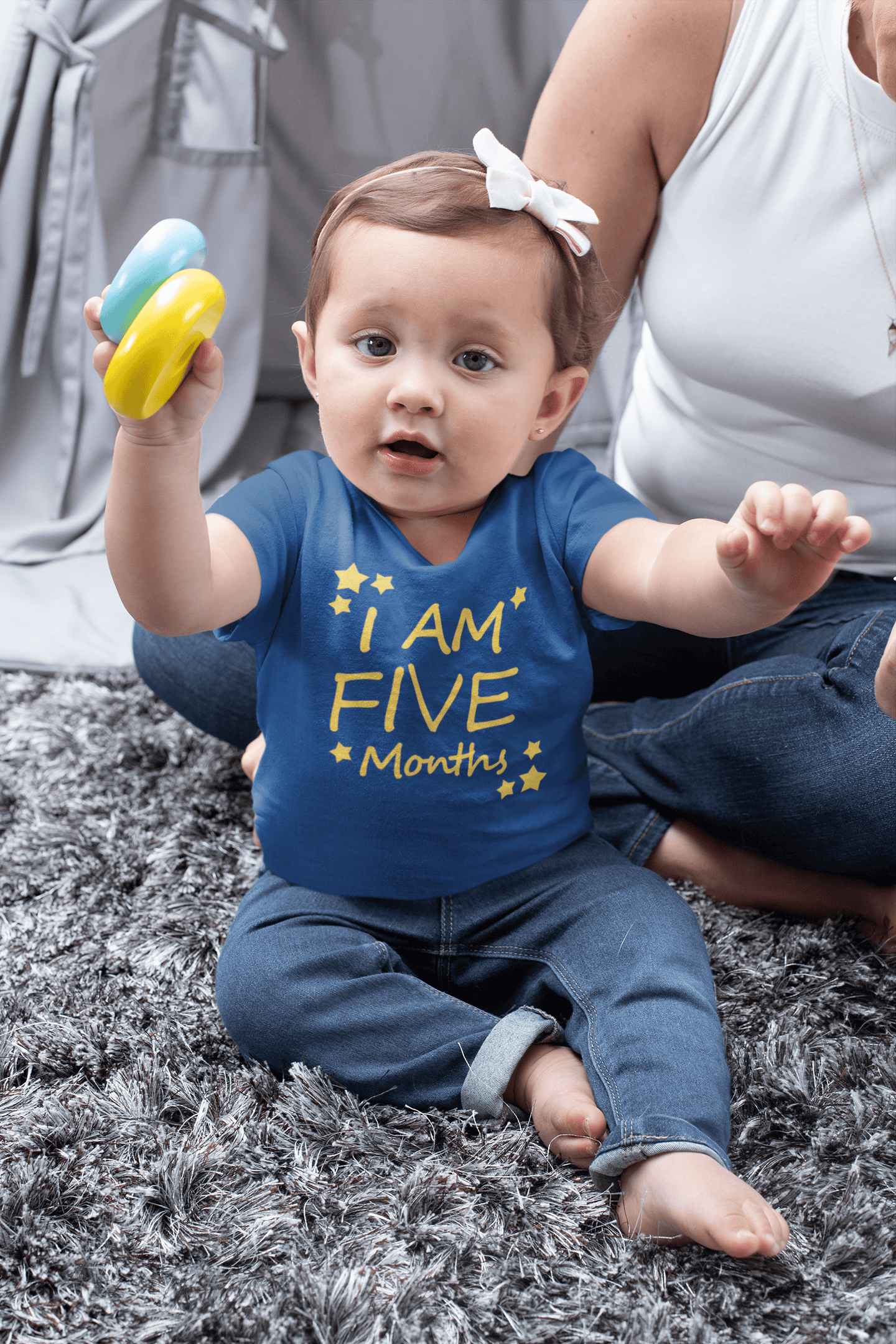 I Am Five Months Half Sleeves T-Shirt For Girls -FunkyTeesClub