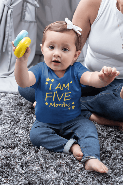 I Am Five Months Half Sleeves T-Shirt For Girls -FunkyTeesClub