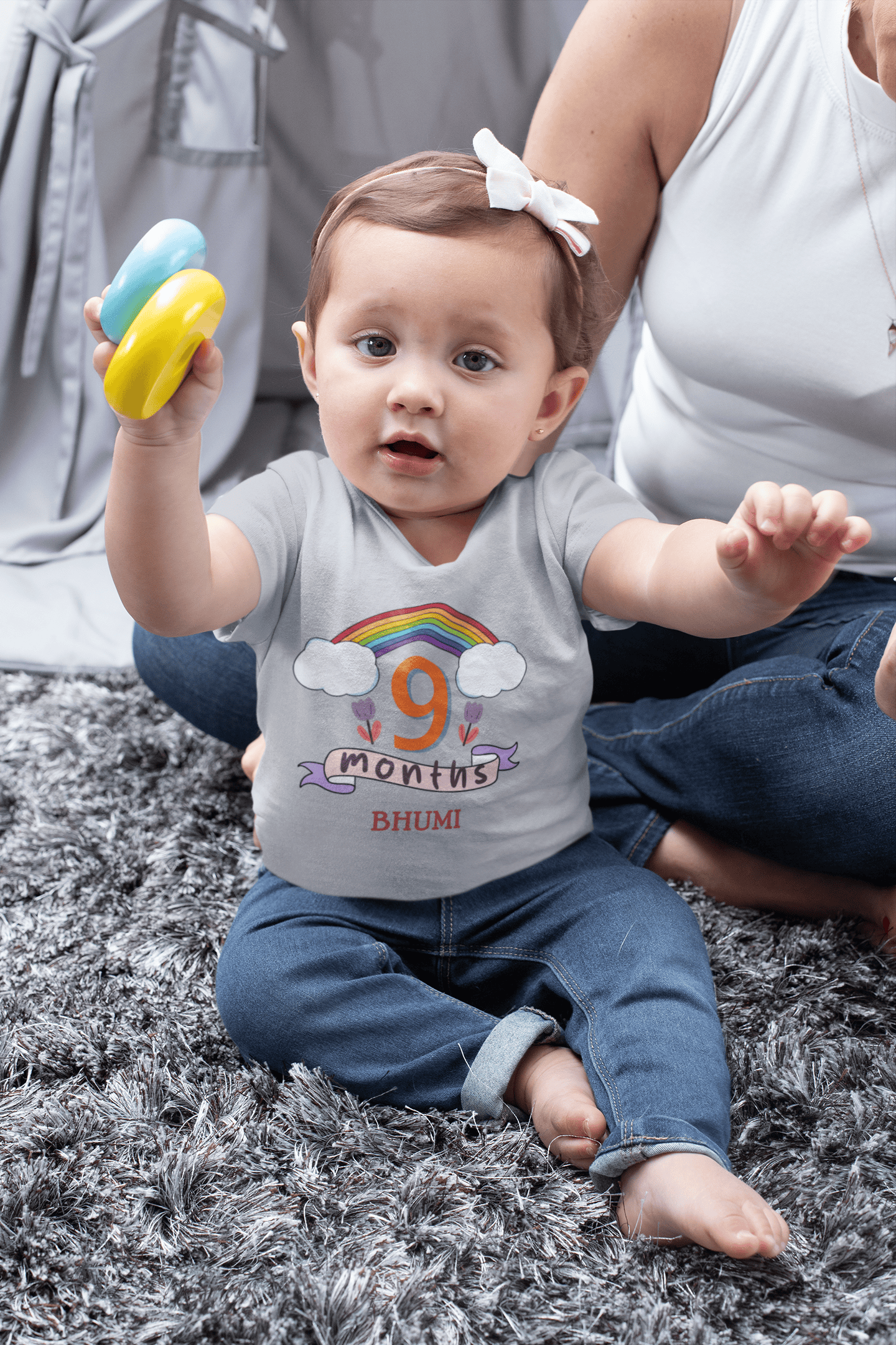 Custom Name Ninth Month Birthday Half Sleeves T-Shirt For Girls -FunkyTeesClub
