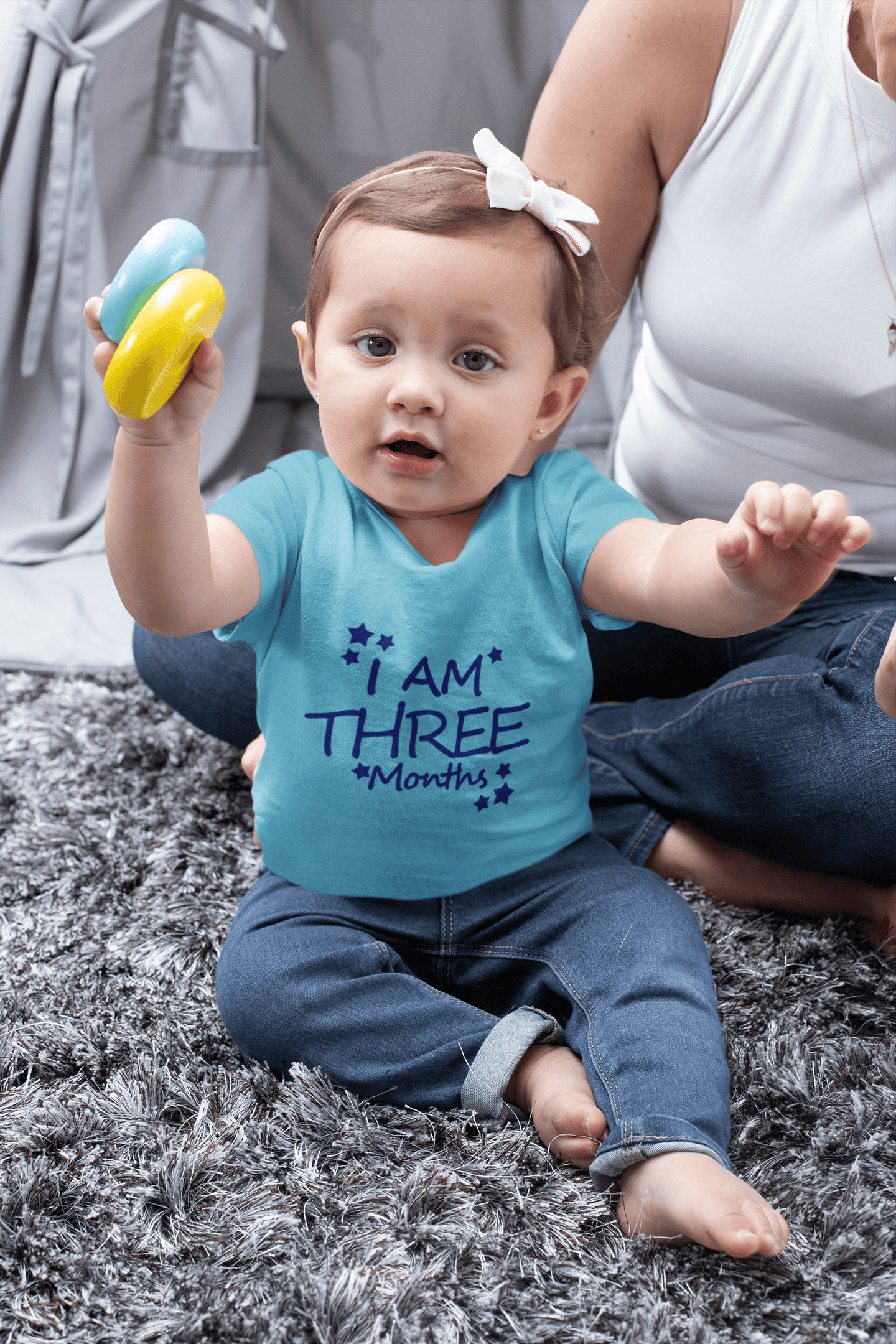 I Am Three Month Half Sleeves T-Shirt For Girls -FunkyTeesClub