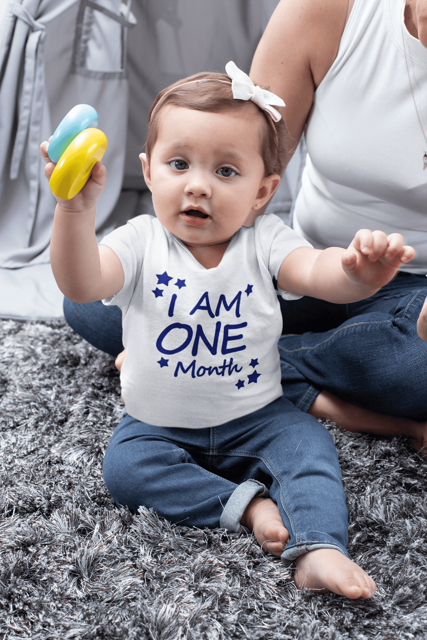 I Am One Month Half Sleeves T-Shirt For Girls -FunkyTeesClub