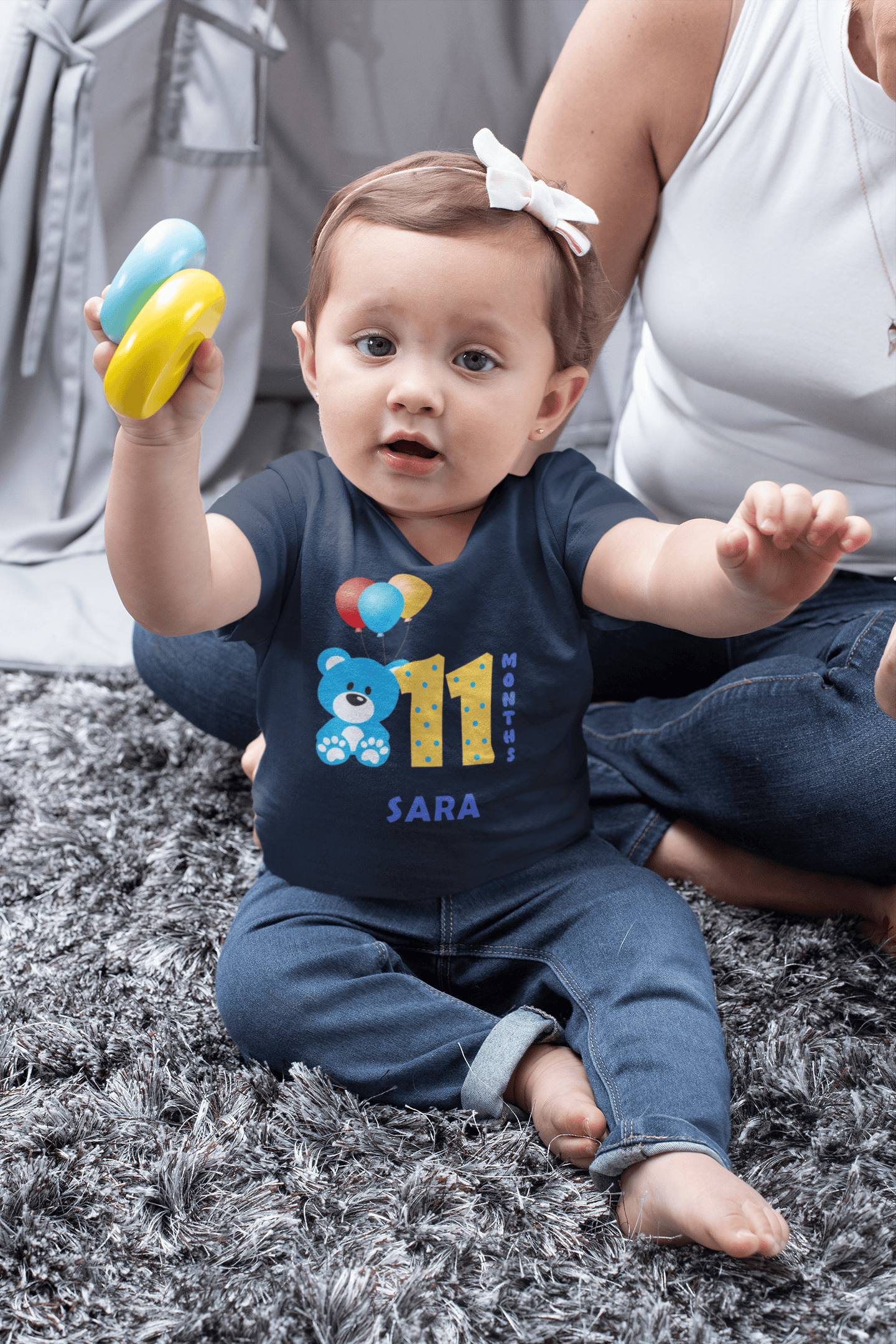 Custom Name Eleventh Month Birthday Half Sleeves T-Shirt For Girls -FunkyTeesClub