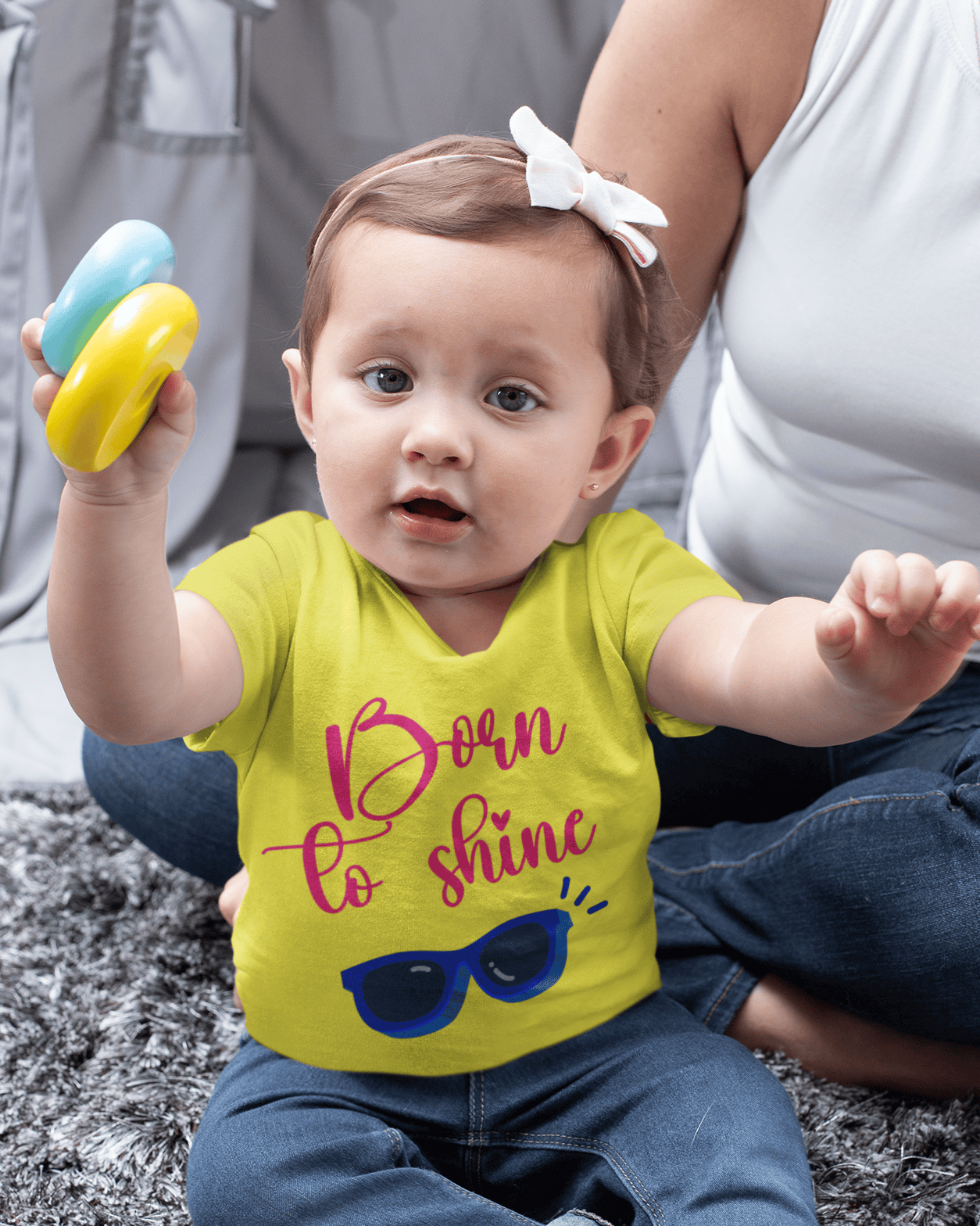 Born To Shine New Born Half Sleeves T-Shirt For Girls -FunkyTeesClub