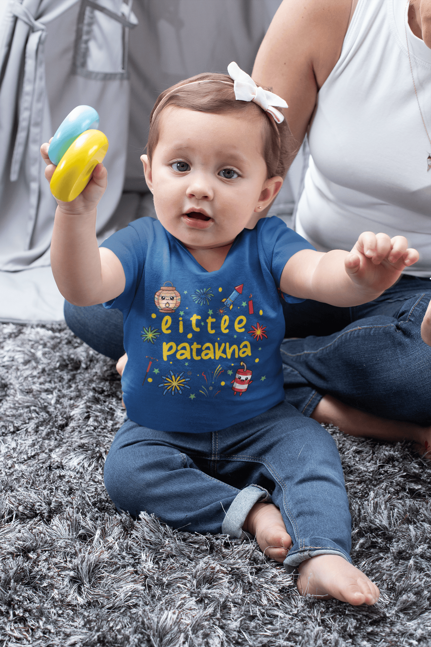 Little Patakha Diwali Half Sleeves T-Shirt For Girls -FunkyTeesClub