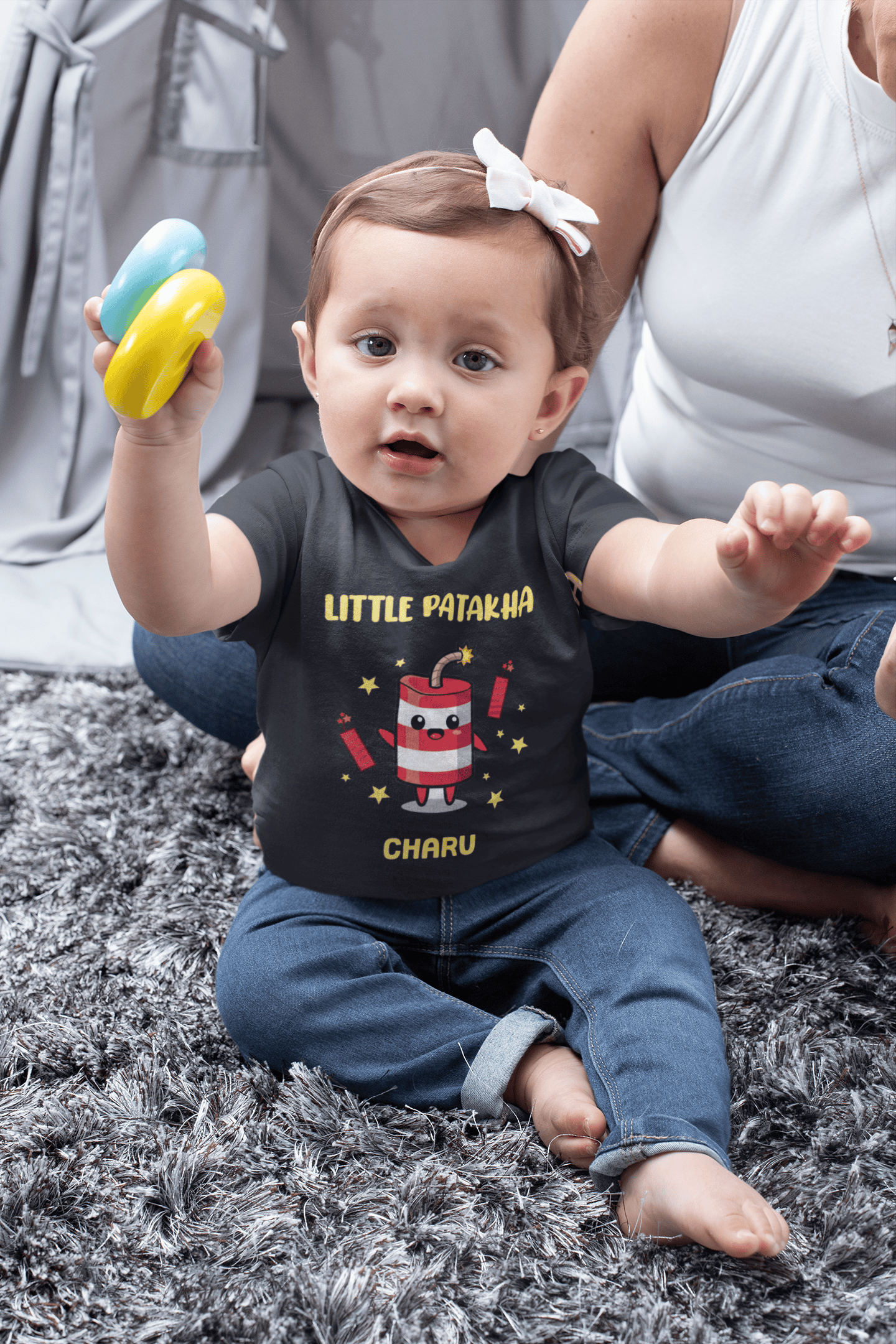Little Patakha Diwali Half Sleeves T-Shirt For Girls -FunkyTeesClub