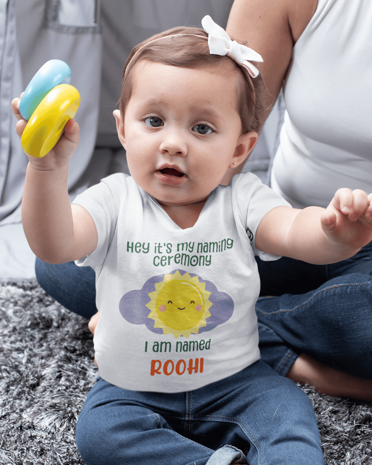 Custom Name Naming Ceremony New Born Half Sleeves T-Shirt For Girls -FunkyTeesClub