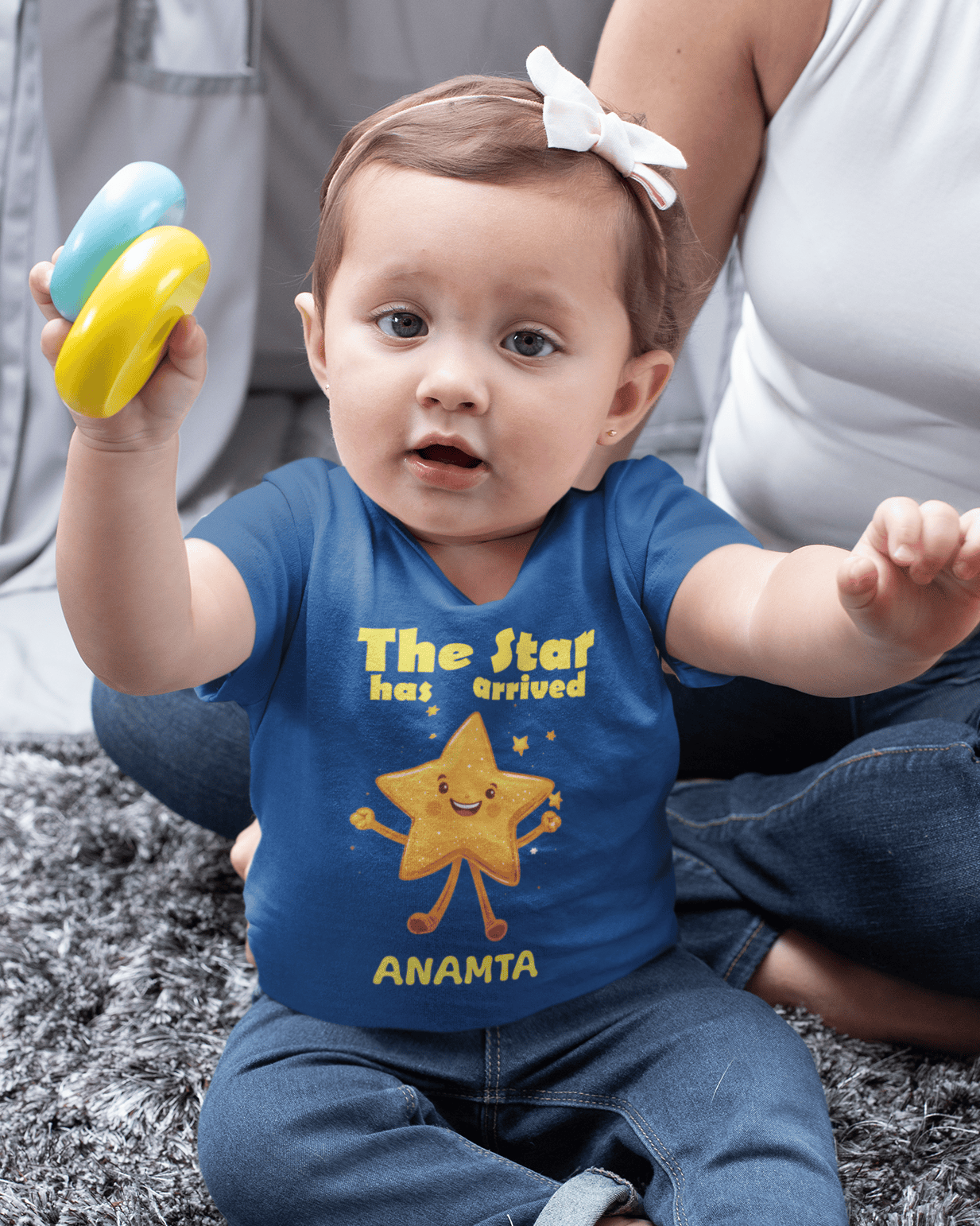 Custom Name The Star Has Arrived New Born Half Sleeves T-Shirt For Girls -FunkyTeesClub