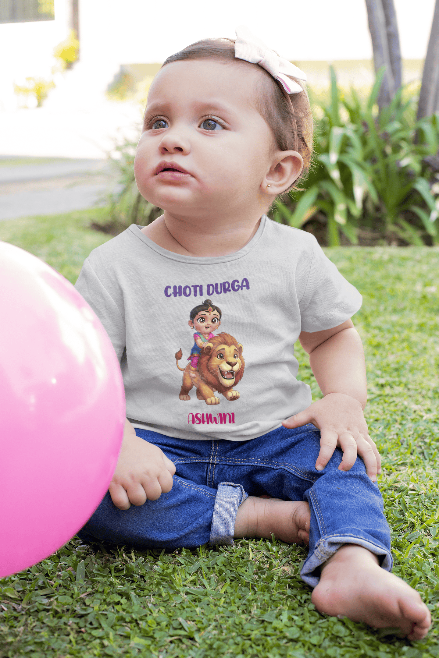 Choti Durga Durga Pooja Half Sleeves T-Shirt For Girls -FunkyTeesClub