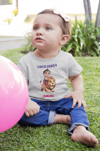 Choti Durga Durga Pooja Half Sleeves T-Shirt For Girls -FunkyTeesClub