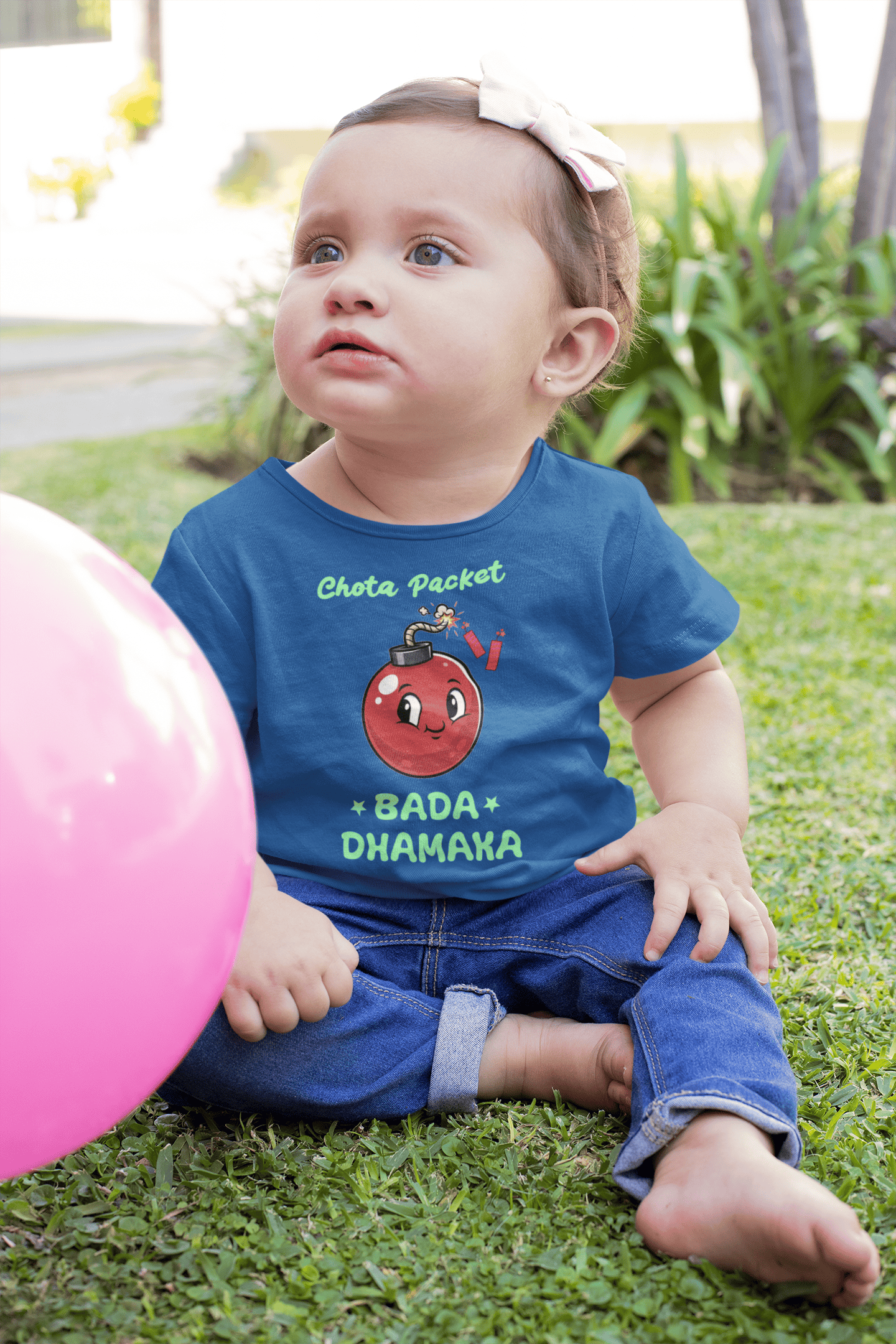 Chota Packet Bada Dhamaka Diwali Half Sleeves T-Shirt For Girls -FunkyTeesClub