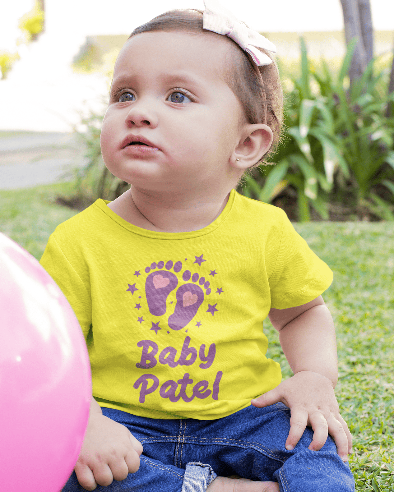 Custom Name Baby Surname New Born Half Sleeves T-Shirt For Girls -FunkyTeesClub