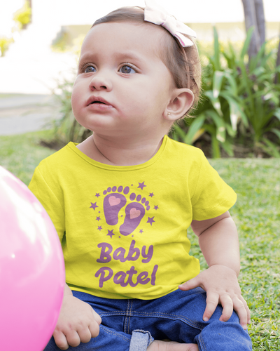 Custom Name Baby Surname New Born Half Sleeves T-Shirt For Girls -FunkyTeesClub