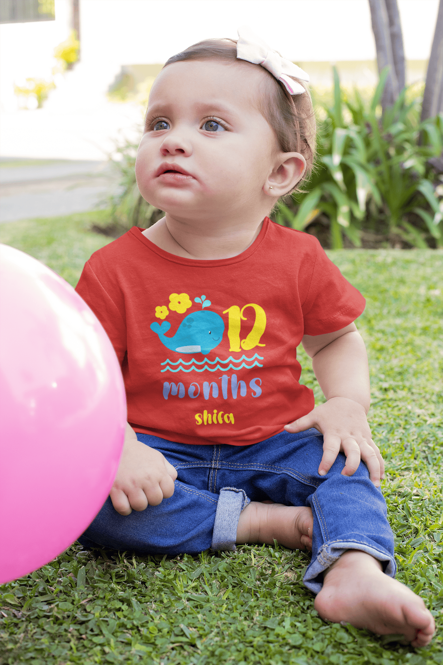 Custom Name Twelve Month Birthday Half Sleeves T-Shirt For Girls -FunkyTeesClub