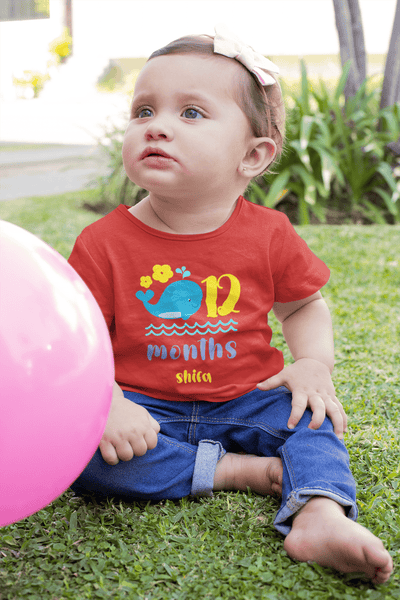 Custom Name Twelve Month Birthday Half Sleeves T-Shirt For Girls -FunkyTeesClub