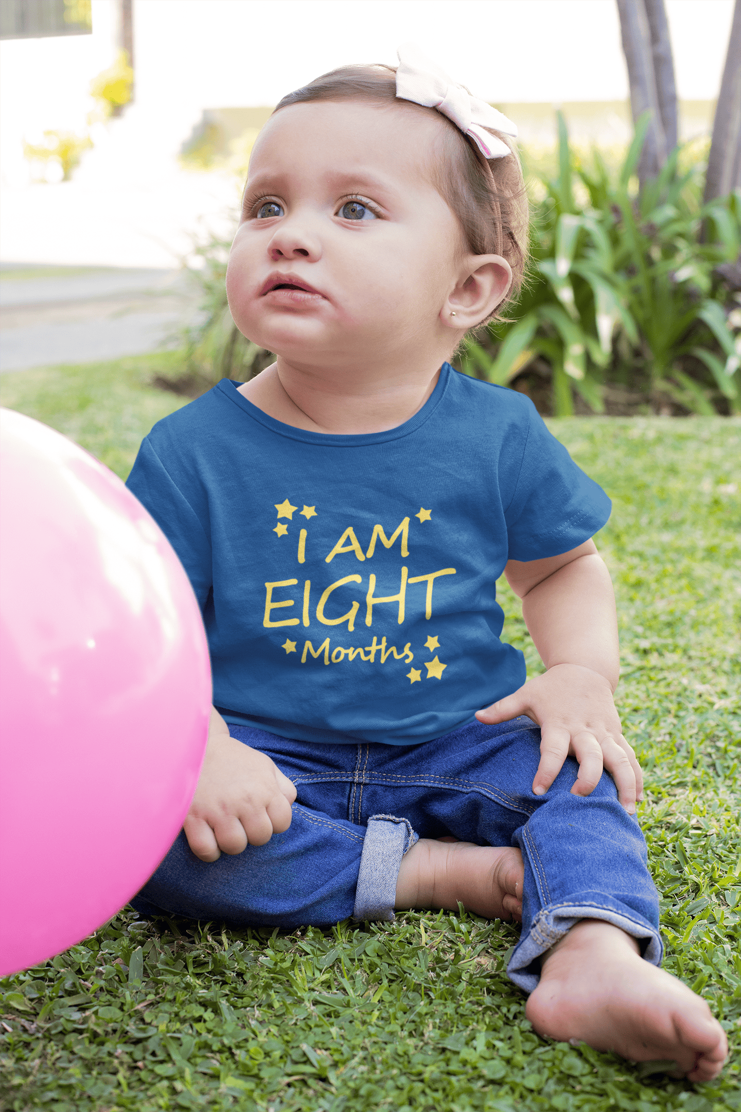I Am Eight Months Half Sleeves T-Shirt For Girls -FunkyTeesClub