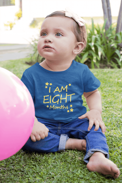 I Am Eight Months Half Sleeves T-Shirt For Girls -FunkyTeesClub