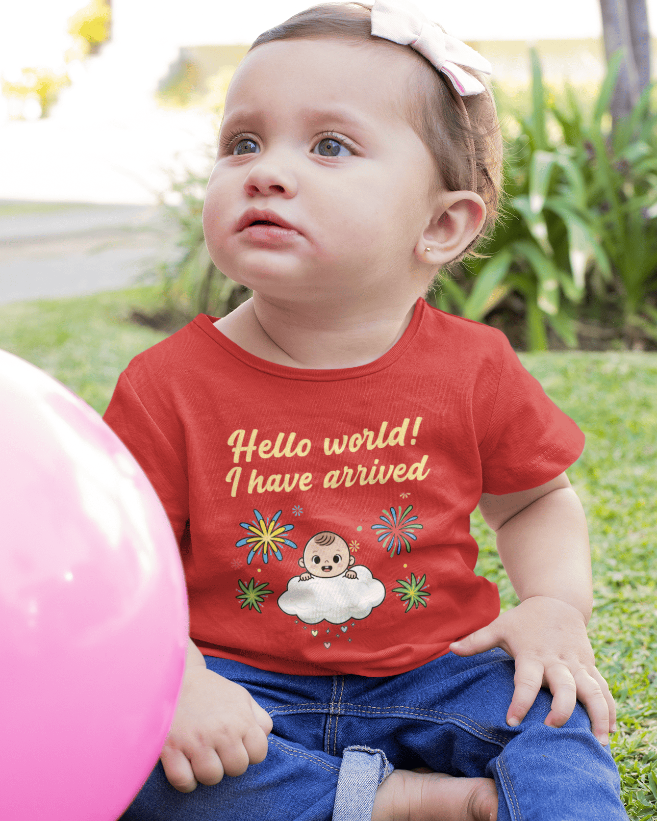 Hello World I Have Arrived Born Half Sleeves T-Shirt For Girls -FunkyTeesClub