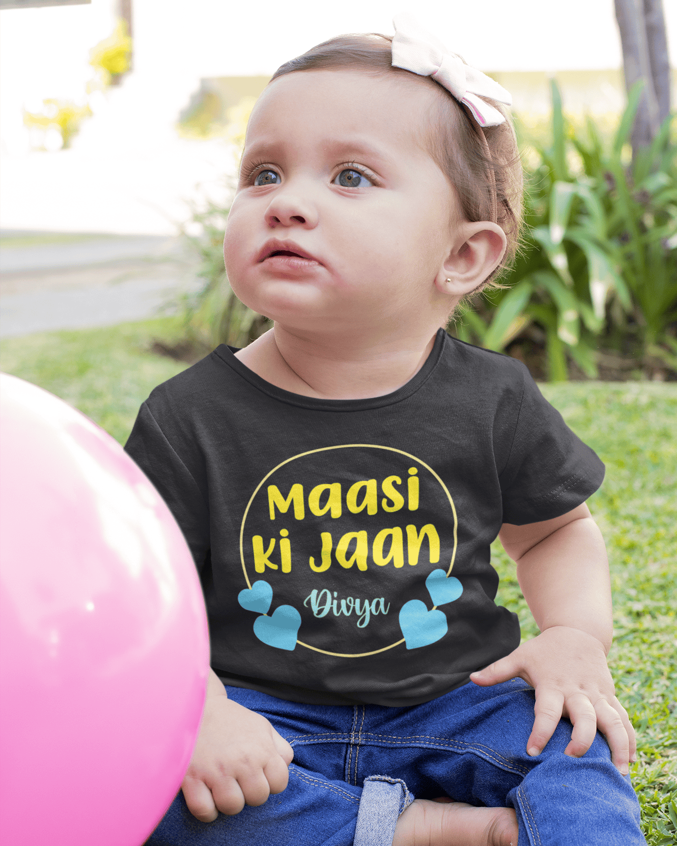 Custom Name Maasi Ki Jaan New Born Half Sleeves T-Shirt For Girls -FunkyTeesClub