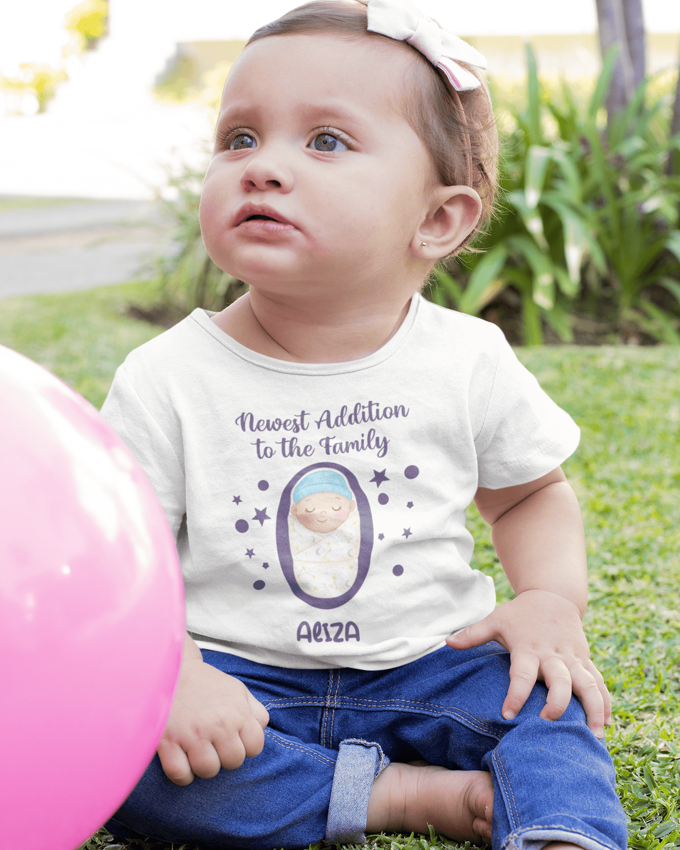 Custom Name Newest Addition New Born Half Sleeves T-Shirt For Girls -FunkyTeesClub