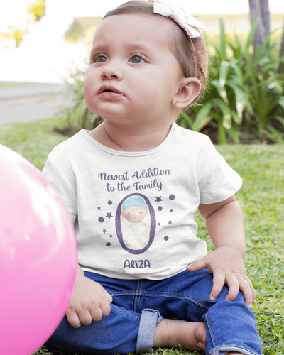 Custom Name Newest Addition New Born Half Sleeves T-Shirt For Girls -FunkyTeesClub